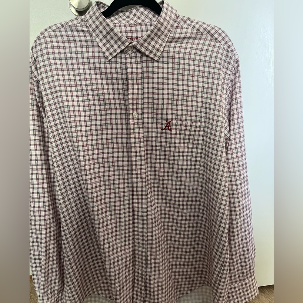 Men's Checkered Alabama Button Up - Red and White